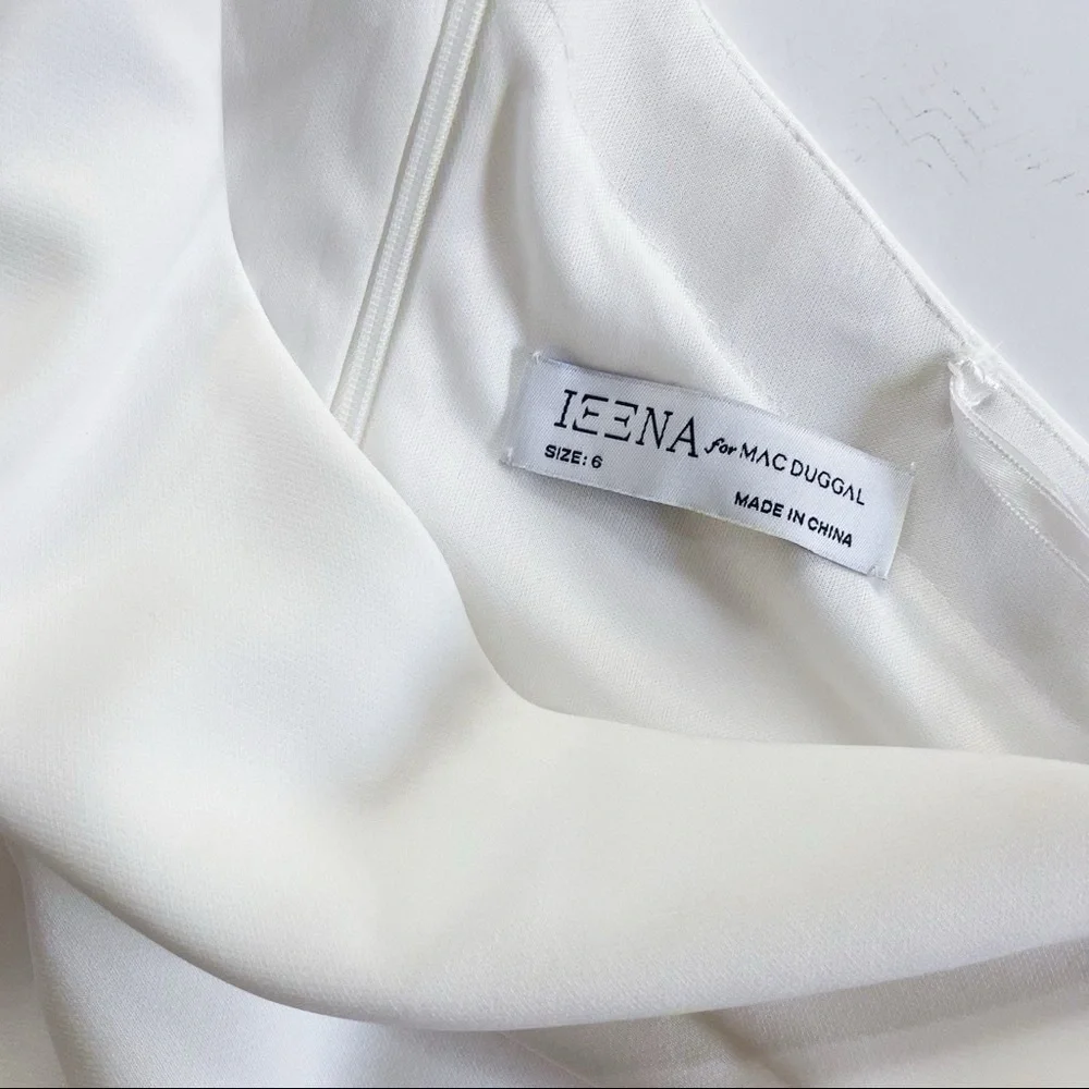 NEW Mac Duggal Women’s Leena White Bow-Shoulder Jersey Sheath Gown - Picture 12 of 16
